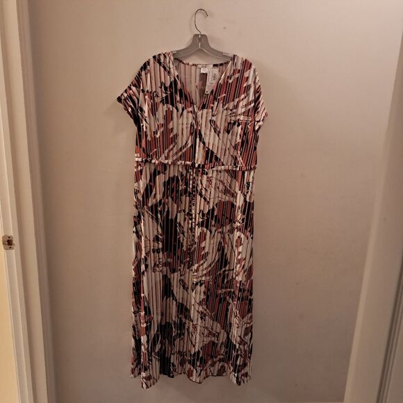 Lina Dress Women's 52 Maxi Stripes Pleated Accordion Boutique Floral Evening - Picture 1 of 7
